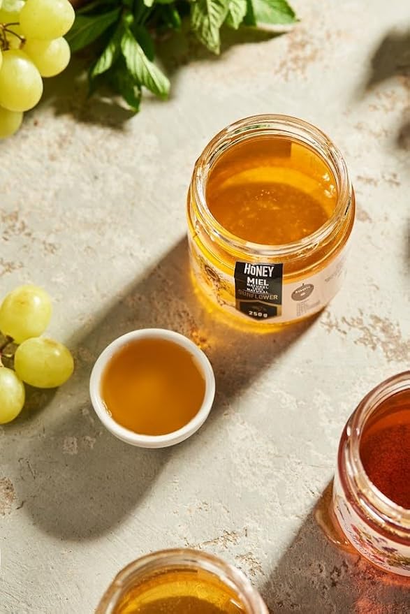 HONIGMA® Raw Sunflowers Honey | Exquisite Taste | 100% Pure | Unpasteurized | Unfiltered | Partially crystallized | 250g/8.8oz