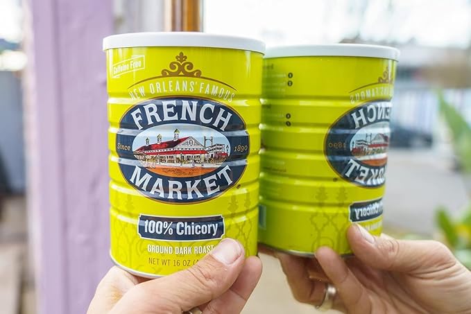 French Market 100% Pure Ground Dark Roast Chicory, Caffeine Free, 16oz Can (Pack of 6)