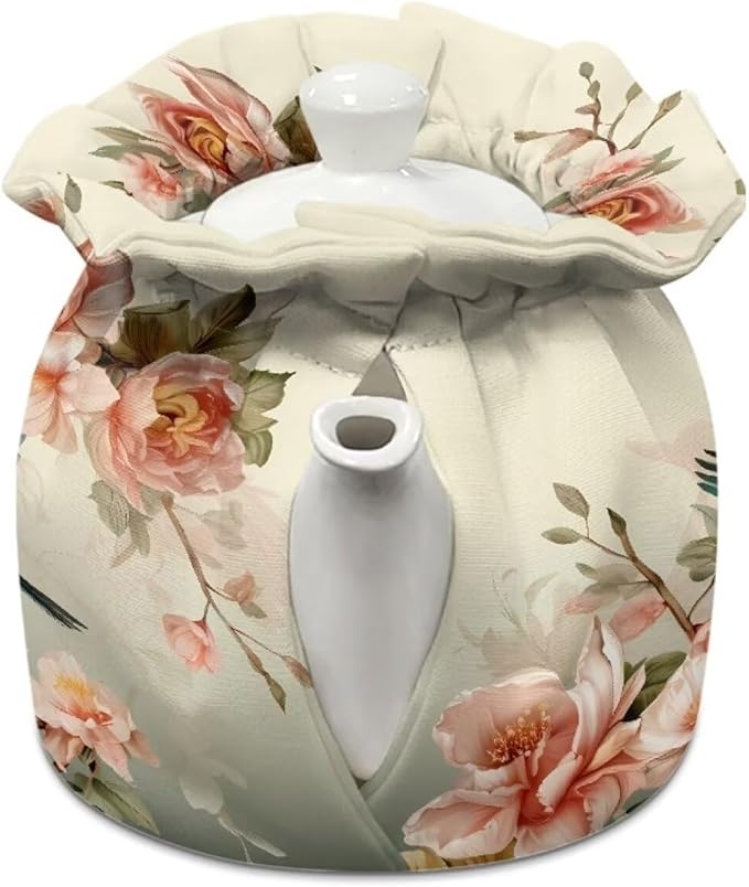 Hummingbird Teapot Cozy for Teapot Tea Pots Cozy for Keeping Warm Portable Easy to Clean Coffee Pot Cozy Polyester for Hotel Thicken Kettle Dust Cover for Kitchen
