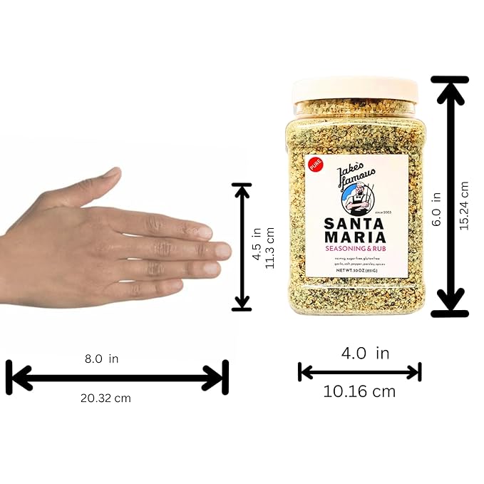 Jake's Famous Santa Maria Seasoning 30 Oz Tri Tip, Pork, Chicken, BBQ Rub, Grill Seasoning, Chicken Dry Rub, Sugar Free, Gluten Free, Traditional Style, (1.87 Pounds)