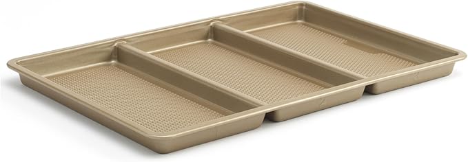 GoodCook 11” x 17” Non-Stick Divided Sheet Pan – 3-in-1 Textured Cooking Pan, Baking Dish, Scratch-Resistant Carbon Steel Oven Pan for Meal Prepping & Sheet Pan Dinners