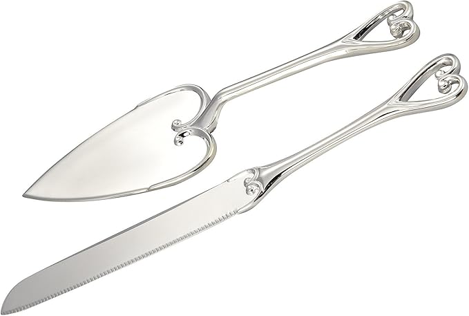 Heart Handle Cake Knife and Server Set - Perfect for Weddings, Anniversaries, and Celebrations