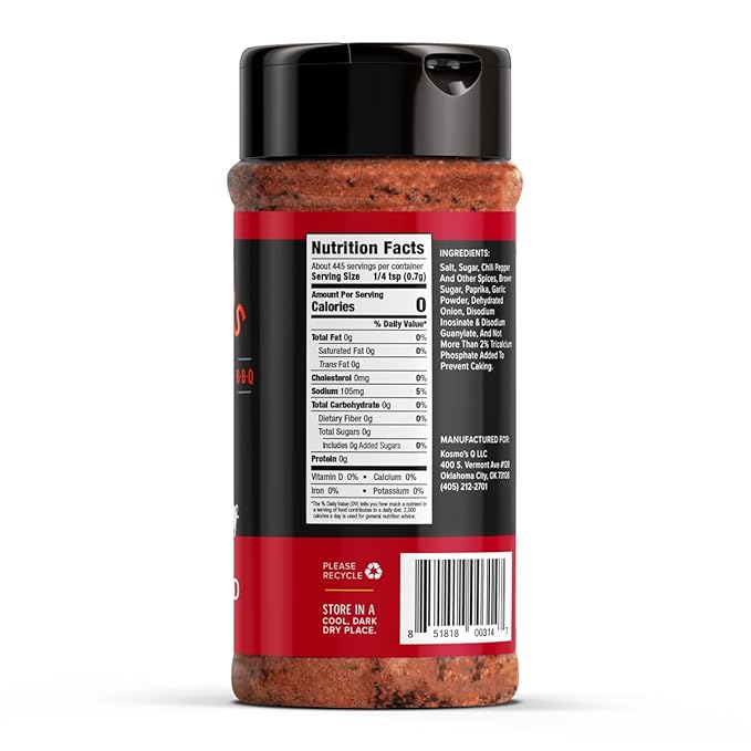 Kosmos Q Hot Dirty Bird BBQ Dry Rub, Spicy Seasoning with Chili Pepper, Brown Sugar, Garlic & Onion for Chicken, Turkey, Ribs, Pork, Dry Rub for Smoking & Grilling Meat, BBQ Spice Blend, 11 Oz Bottle