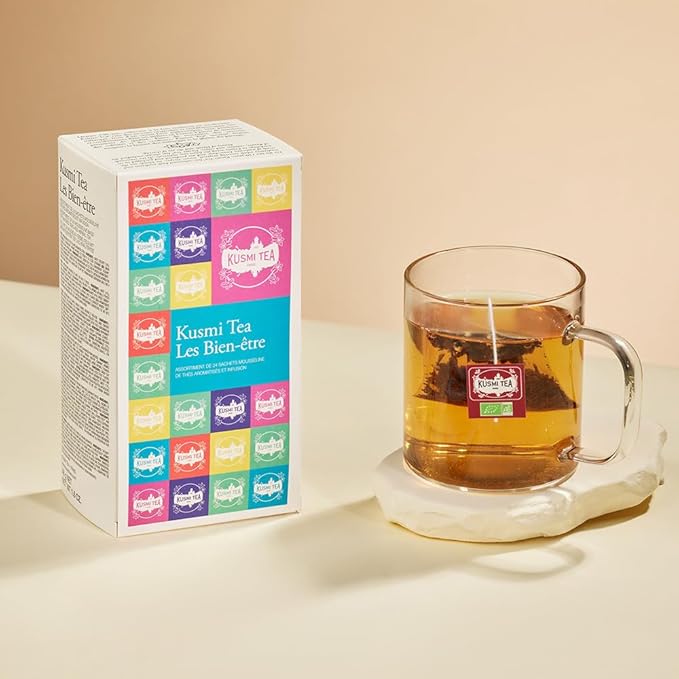 Kusmi Tea - Organic Tea Gift Set - Sampler Assortment Variety Box - Gift Idea for Men and Women - Green Tea, Herbal Tea, Detox - A Selection of 6 Recipes - 24 Tea Bags - Kusmi Wellness Set