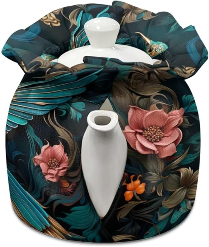Hummingbird Tea Cozy Foldable Teapot Dust Cover Keep Warmer Teapot Protective Insulated Soft Cover Kitchen Home Decor Accessory Tea Pots Cozy Decorative Accessories