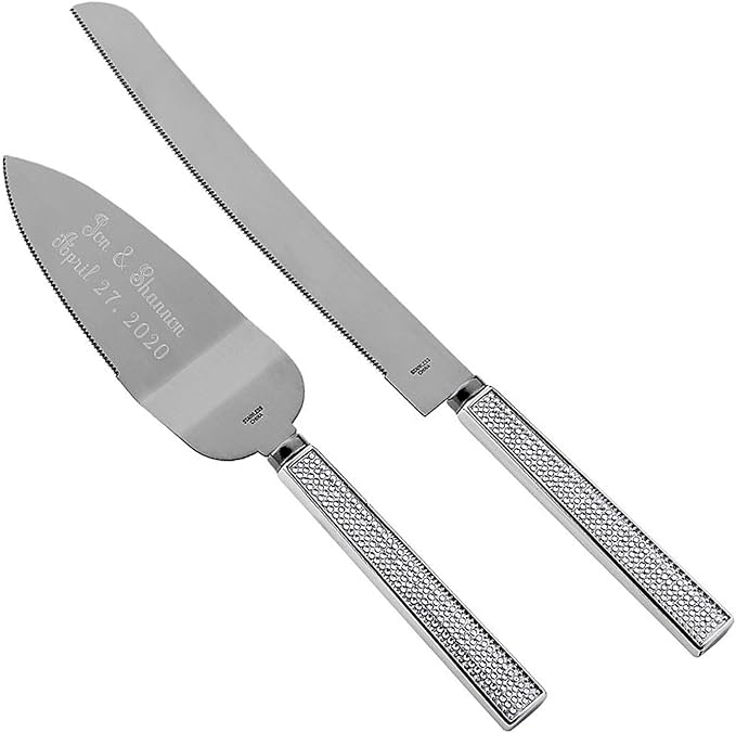 GIFTS INFINITY® Personalized Wedding Cake Knife and Server Set Free Engraving (2558) - Valentine's Day Gift