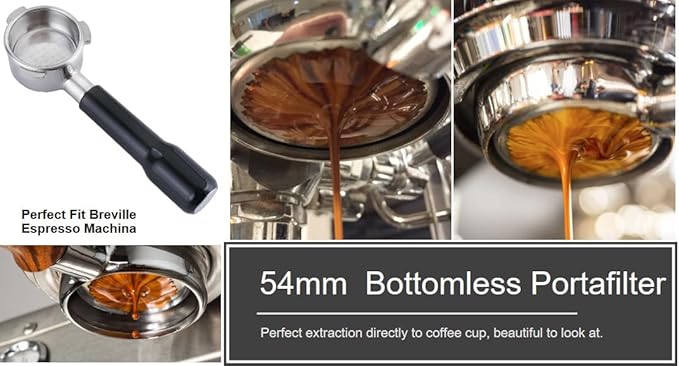 54mm Bottomless Portafilter Compatible with Breville Espresso Machine BES840XL-BES870XL-BES870BSXL-BES878BSS-BES880BSS Stainless Steel Portafilter with Filter Basket Handle-ABS Plastic