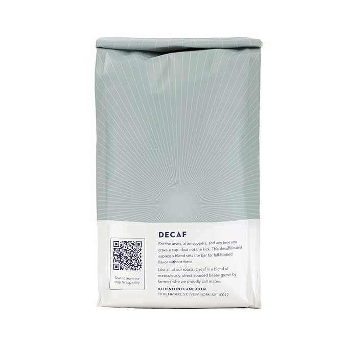 Bluestone Lane Coffee, Decaf Colombian Espresso Beans, Medium Roast, Whole Bean, 12 Ounce Bag, Fresh Roasted Single Origin