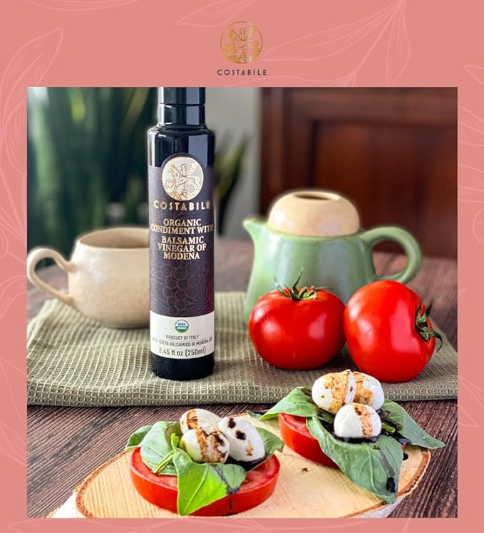Costabile Modena Balsamic Vinegar Organic Barrel Aged ??Made in Italy, Rich Flavor, Natural Ingredients, Thick Texture, Gourmet Finish, Traditional Method - 8.45 Fl. Oz.