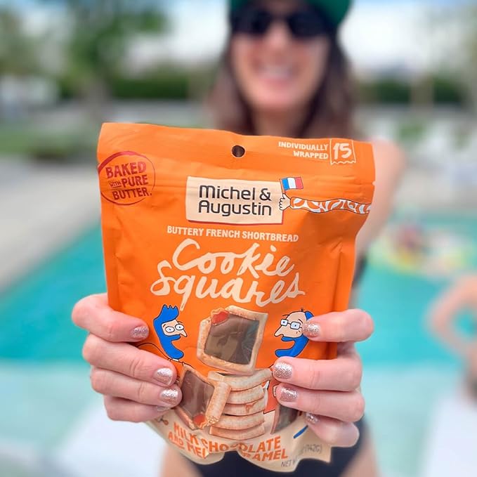 Michel et Augustin Cookie Bag Variety Pack 2 Flavor ??Milk Chocolate & Caramel + Milk Chocolate & Hazelnut, 15 Cookies per Bag