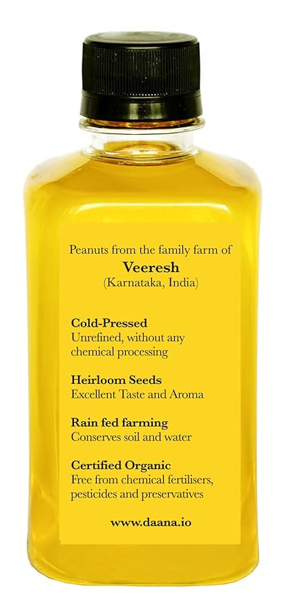Daana Peanut Oil: CERTIFIED USDA ORGANIC, EXTRA VIRGIN, COLD PRESSED (12 oz)