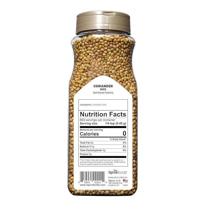 iSpice PREMIUM CORIANDER SEED |100% Natural, Coriander is Gluten Free and Non-GMO Spice |Essential Kitchen Herbs (11 OZ)