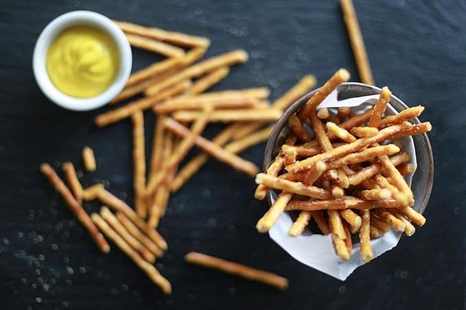 Pop Daddy Flavored Pretzels Sticks, Healthy Gourmet Pretzels Snacks, 7.5oz Individual Bags, 3 Pack, Yellow Mustard