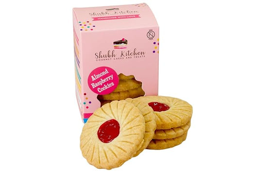 Classic Almond Raspberry Cookies- Gourmet Jam-Filled Linzer Cookies, 100% Egg-Free & Vegetarian, Handmade with Almond Shortbread & Real Raspberry Jam, No Preservatives, 6 oz Pack
