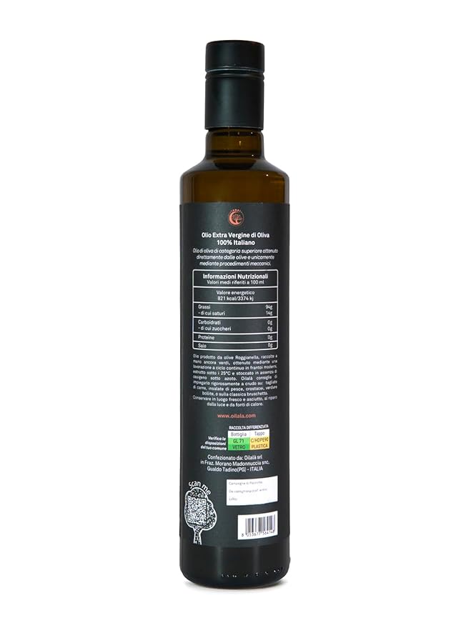 Oilala Extra Virgin Olive Oil, Robust Flavor, 2022 Gold Medal NYIOOC! filtered,Italian Family Farm Puglia, Italy, 2023/24 Harvest, Polyphenol rich, 500ml (16.9 FL Oz) (Roggianella)