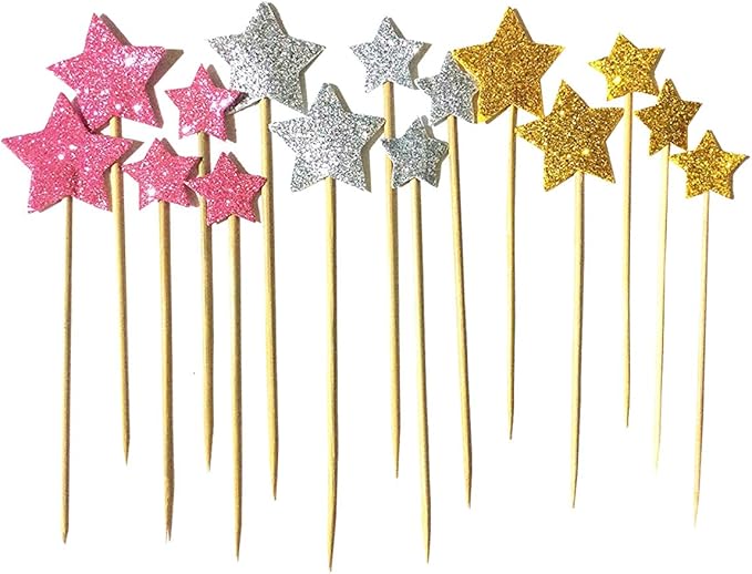 48 Pieces Little Star Toppers,Baby Shower Decor and Cupcake Party Picks