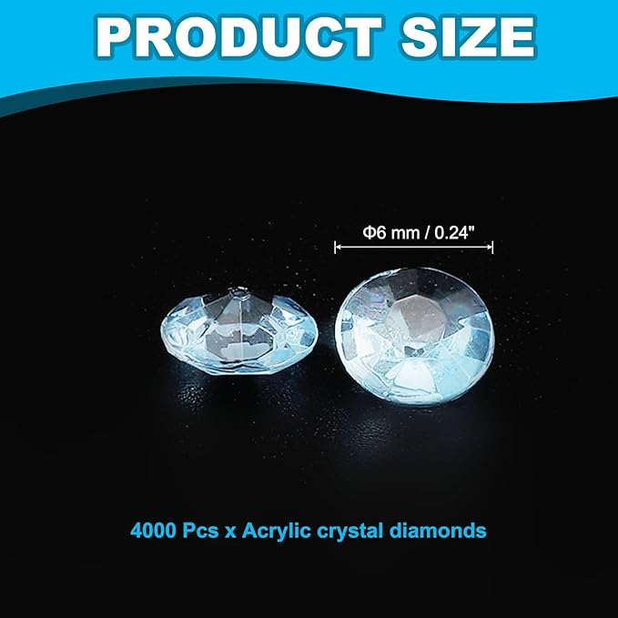 PATIKIL 4000 Pcs Wedding Table Scatter Confetti Crystals 6mm Acrylic Diamonds Vase Fillers Gems for Table Centerpiece Decorations Party Vase Beads, Light Blue