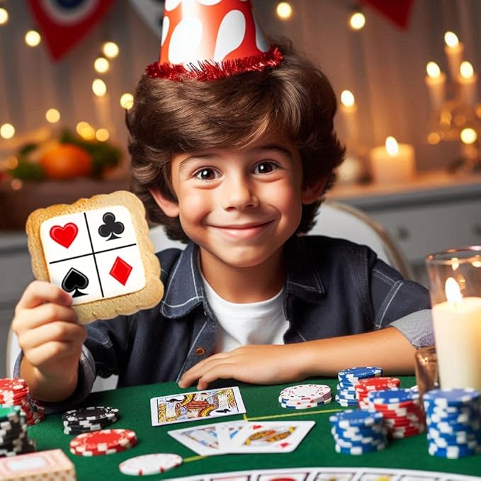 Poker Themed Cookies Casino Game Night Club Dice Treats | 24 Pack Bulk | Individually Wrapped | Cards Ace Spade Snacks Cookie