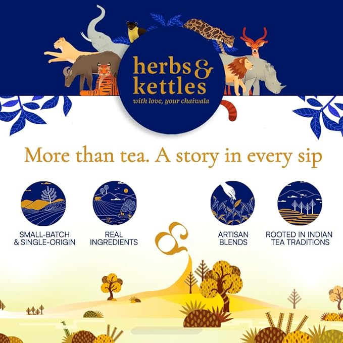 Herbs & Kettles Vanilla Lavender Chai | Assam Black Tea with Real Vanilla Bean, Lavender Flowers, Cardamom, Cinnamon & Ginger | Floral Loose Leaf Blend | Makes 10-14 Servings | Premium Tea Gift