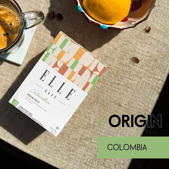 ELLE Café© Colombian K-Cup Pods - 36 Count - 100% Arabica Coffee, Flavor Medium Roast - Single-Serve Coffee Pods