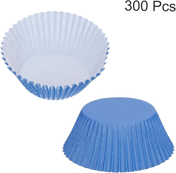uxcell 300 Pcs Cupcake Liners, Muffins Paper Baking Cups Wrappers Standard Greaseproof for Baking Cupcake Wrapper, Blue