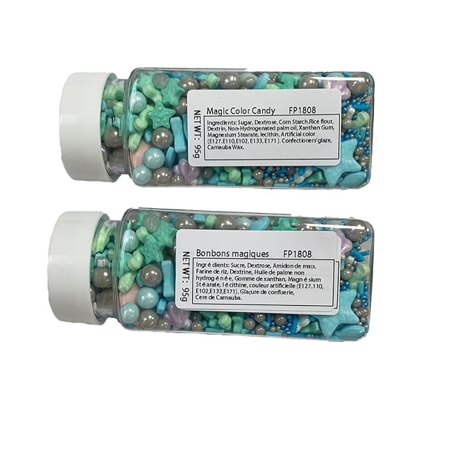 Sentovac Ocean Sprinkle Edible Cake Decorating Hippocampi Starfish Shell Fish Pearl Candy Mix Blue Sprinkle for Cake Cupcake Topper Cookie Baking Decorations Sea Theme Party Birthday Supplies