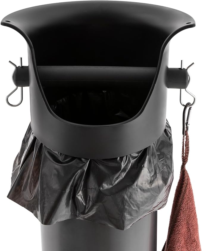 Espresso Coffee Knock Box, Commercial Knock Box for Espresso Coffee Grounds, Floor Standing Coffee Knock Box with 30pcs Garbage Bags and Towel (Black)