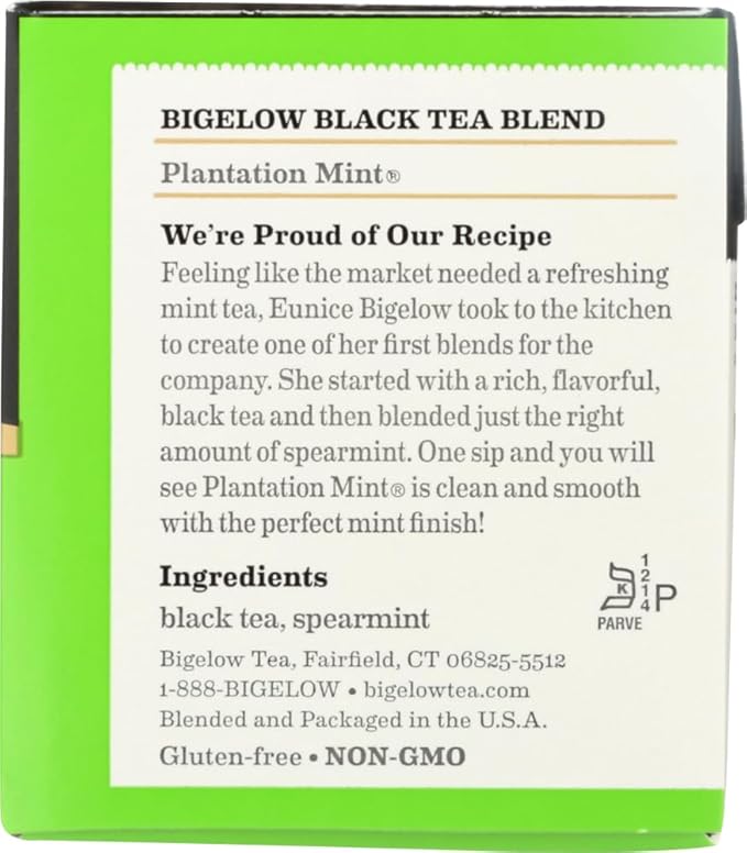 Bigelow Plantation Mint Tea Bags - 20 Count (Pack of 3)