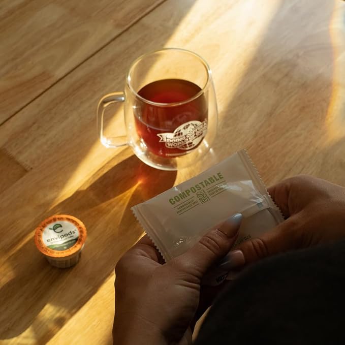 Fresh Roasted Coffee, Costa Rica Tarrazu Compostable envipods, Medium Roast, Kosher, 36 Count Individually Wrapped for Keurig K Cup Brewers | Not for use in Ninja or Hamilton Beach Brewers