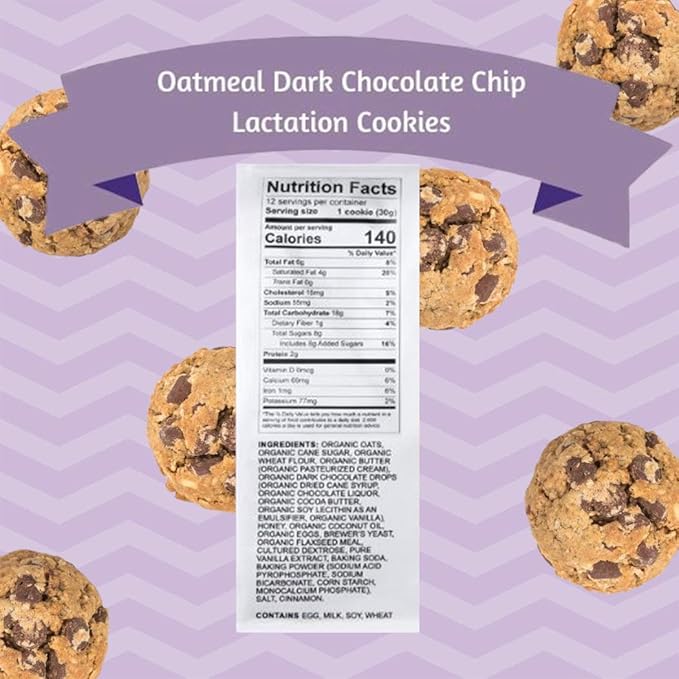 MilkBliss Soft Baked Lactation Cookies for Breastfeeding, All Natural and GMO Free Lactation Boosting Ingredients! Oats, Flaxseed, Brewers Yeast. 12 Count.