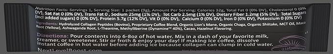 Focus Boost Organic mushroom Instant Coffee - 10 x 9g Packets - Healthy Coffee alternative and Substitute - With Dynamine, Collagen, Lions Mane and Antioxidant