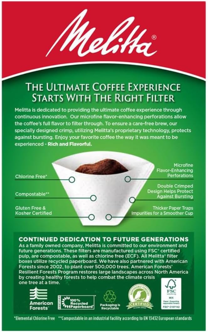 Melitta #4 Cone Coffee Filters, White, 100 Count (Pack of 6), 600 Total Filters - Packaging May Vary