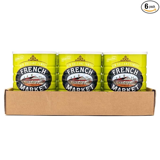 French Market 100% Pure Ground Dark Roast Chicory, Caffeine Free, 16oz Can (Pack of 6)