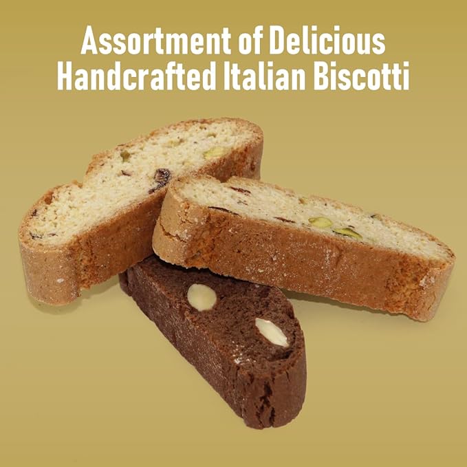 Italian Biscotti Cookie Gift Box, 2lb Square Tin of Individually Wrapped Gourmet Biscotti - Authentic Italian Cookies for Gifting, Coffee Pairing, and Elegant Celebrations