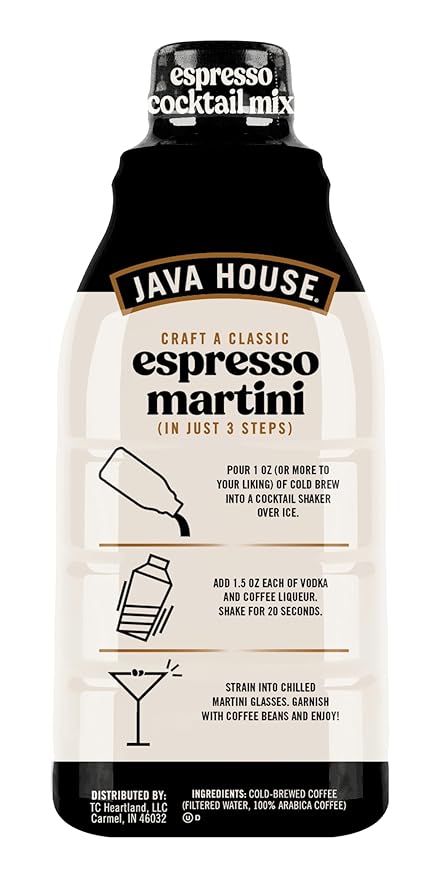 Java House Cold Brew Espresso Cocktail Mix ??Premium 100% Arabica Cold Brew Concentrate ??Smooth Coffee With French Vanilla Notes ??32oz Bottle (Makes 32 Cocktails)