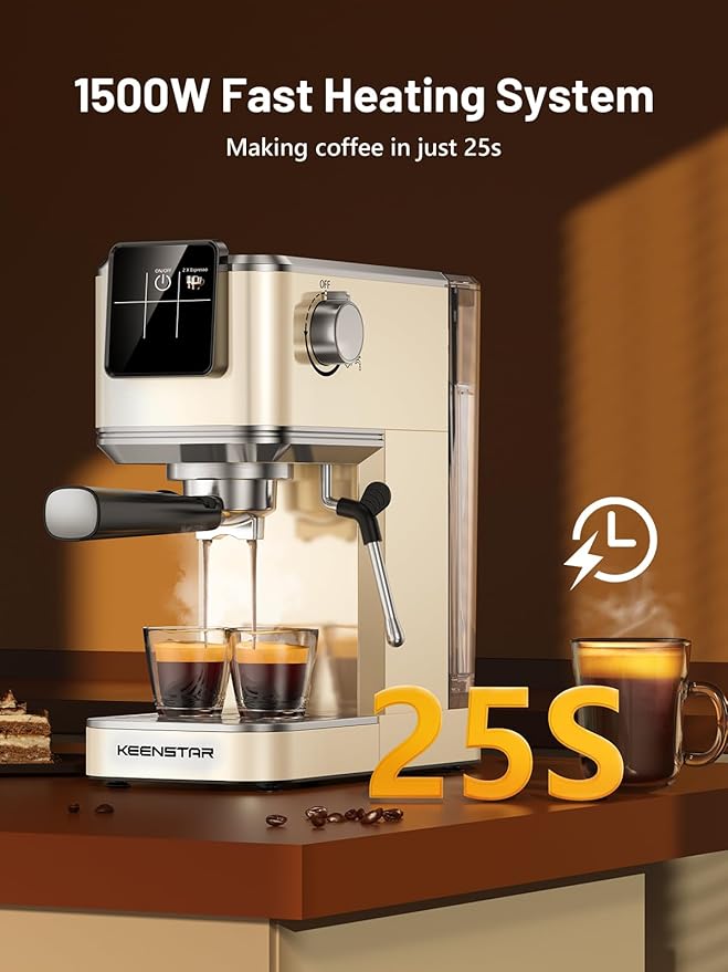 20Bar Espresso Machine with Rapid Cold Brew, Hot & Iced Coffee Machine, Espresso Maker with Milk Frother Steam Wand, Touch Screen with 40oz Water Tank for Latte, Cappuccino, Gift
