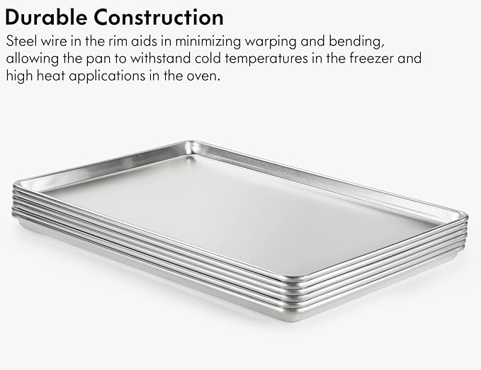 CURTA 12 Pack Aluminum Sheet Pan, NSF Listed Full Size 26 x 18 inch Commercial Bakery Cake Bun Pan, Baking Tray ??,<div>