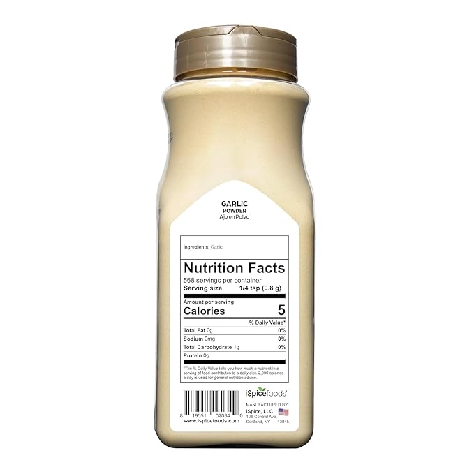 iSpice | Garlic Powder | 16 oz | Bulk Size | Kosher | Rich Aroma (Garlic Powder)