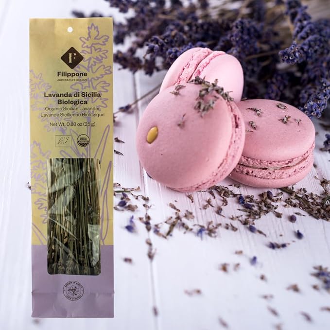 Filippone짰 Organic Dried Lavender Bunch 25 g (0.88 oz), Freshly Grown in The Mountains of Sicily, Culinary Lavender, Italian Dried Lavender Branches, Herb, Spices, Certified USDA Organic