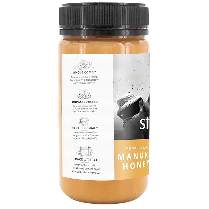 Steens Manuka Honey - MGO 263+ - Pure & Raw 100% Certified UMF 10+ Manuka Honey - Bottled and Sealed in New Zealand - 17.6 oz Jar??"<div>