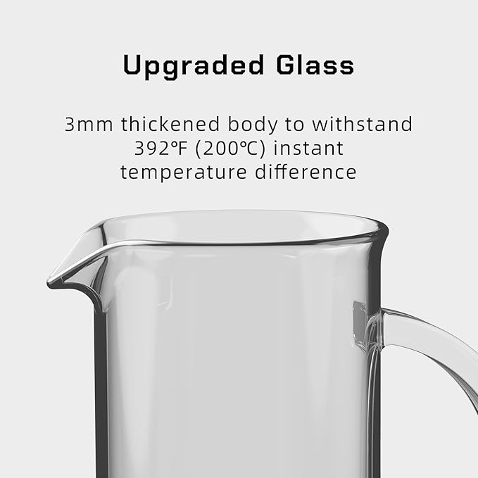 French Press Coffee Maker Stainless Steel Cold Brew Heat Resistant Glass Coffee & Tea Maker with 2 Filter (600ml/20oz)