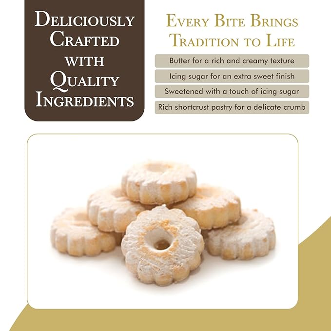 Fratelli Fiori Canestrelli Gourmet Cookies - Authentic Italian Shortcrust Pastry Biscuits Dusting with Icing Sugar - Delicious Sweet Butter Cookies Ideal for Tea Time, Coffee Breaks & Gifting - 2 Pack