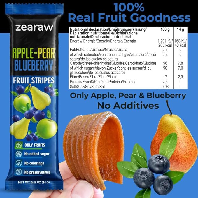 ZEARAW Healthy Fruit Snacks for Adults and Kids ??30 Organic Fruit Leather with Dried Pineapple, Blueberry, Strawberry-Raspberry ??Vegan Low-Carb Variety Pack Strips for Kids ??Sugar Free Bars