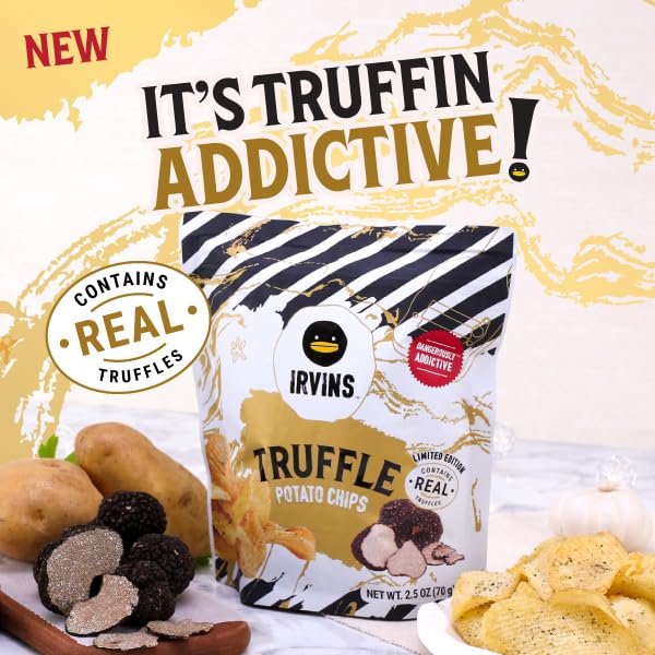 IRVINS Truffle Potato Chips Crisps | Premium Hand Cooked | Whole Ingredients | 2.5 oz (Pack of 3)