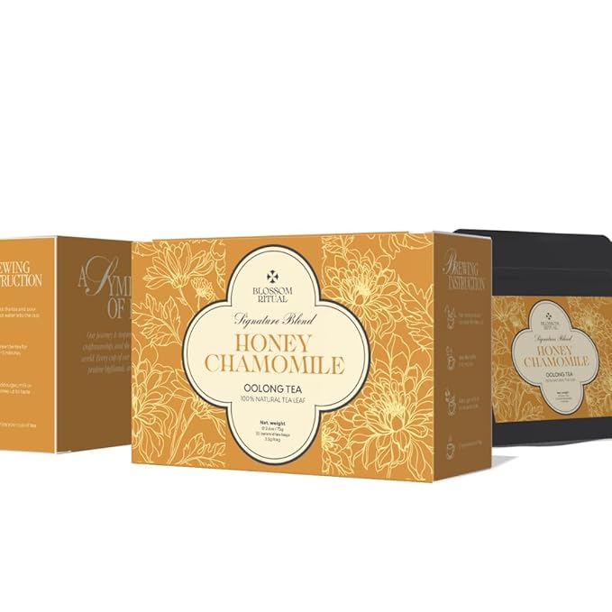 BLOSSOM RITUAL Honey Chamomile – Floral Oolong Tea Loose Leaf – 20 Natural Based Pyramid Bags – Serve Upto 60 cups – Support Metabolism & Better Sleep | 2.65oz