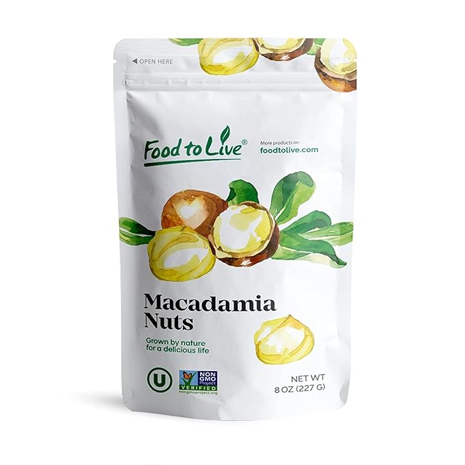 Food to Live Whole Macadamia Nuts, 8 Ounces – Non-GMO Verified, Raw, Unsalted, Unroasted, Keto Friendly, Kosher, Vegan, Bulk, Great as Snack and for Baking, Good Source of Manganese, Thiamin, & Copper
