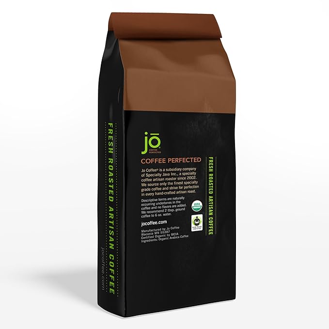 COLD BREW JO DECAF: 10 oz. Whole Bean USDA Organic Decaf Coffee, Dark French Roast, Swiss Water Process, Soft Velvety Texture, Low Acidity, Fair Trade Certified, Gluten Free, Non-GMO, Chemical Free