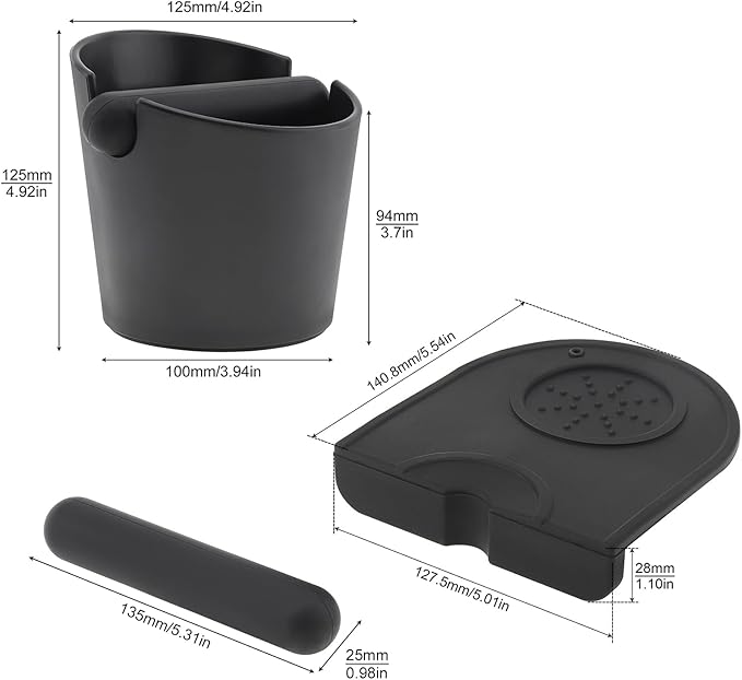 Espresso Knock Box 5inch, Coffee Knock Box Silicone Coffee Tamper Mat Espresso Machine Accessories, Come with Removable Knock Bar and Anti-Slip Base for Home Office, Barista Tools for Bar Shop
