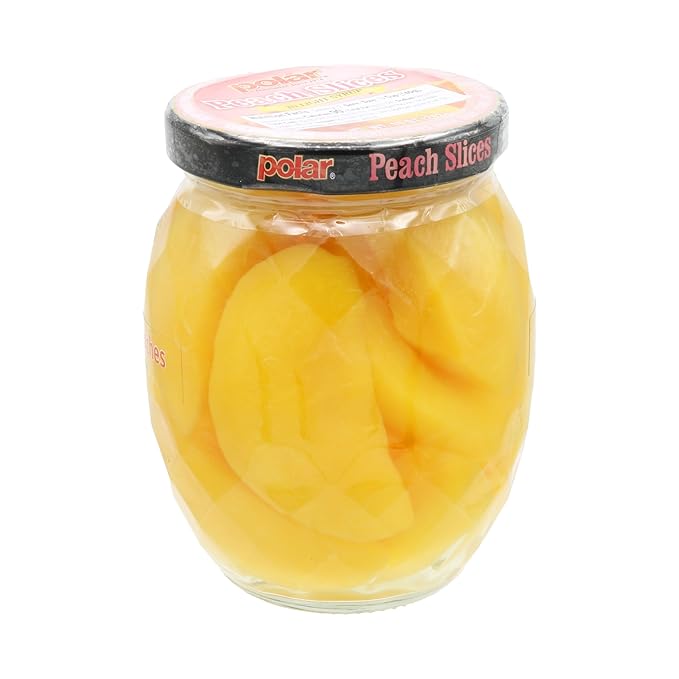 MW Polar Peach Slices in Light Syrup, glass jar 10oz (pack of 12)
