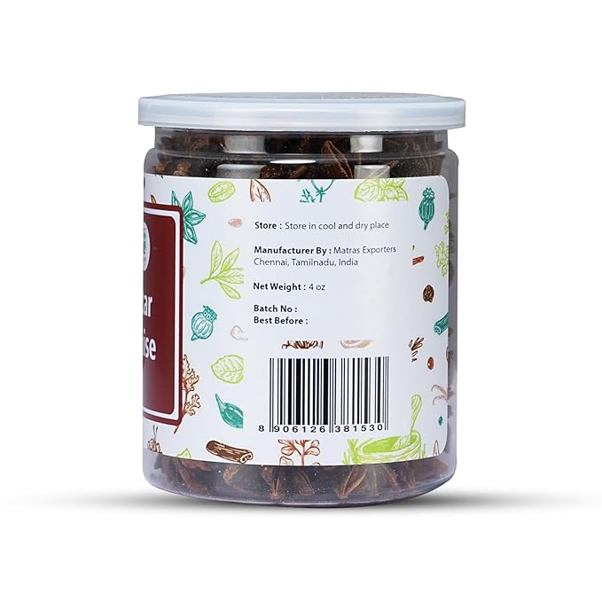 Star Anise Whole 4 oz, Perfect for Baking and Tea, Premium Dried Star Anise Pods, Aromatic, Fresh, Natural Spices, By Yogi's Giftยฎ
